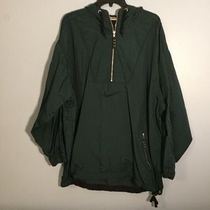 Nike Green Nylon Zip Up Hoodie Large